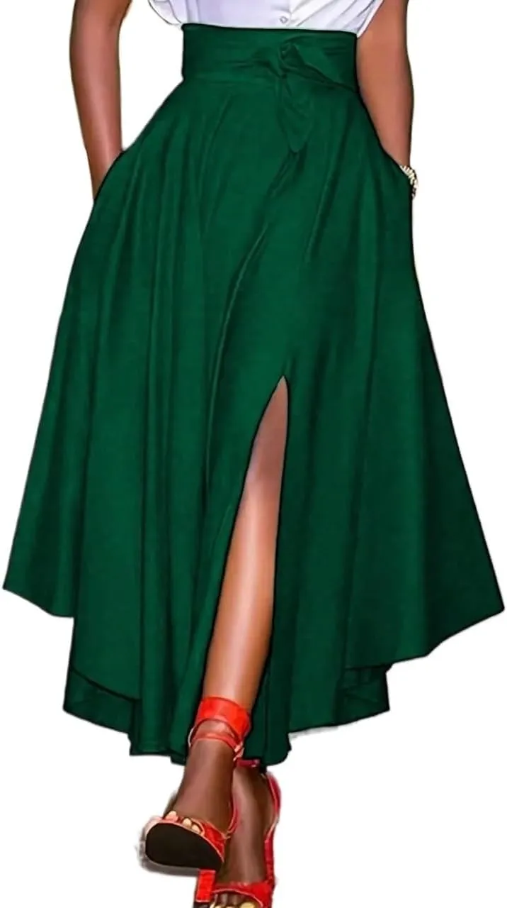 Women's 2025 Casual Maxi Long Skirts Slit Skirt