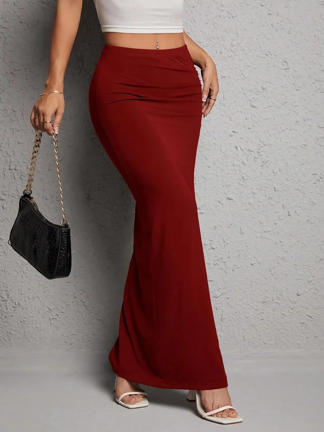 Women's 2025 Casual Maxi Long Skirts Slit Skirt