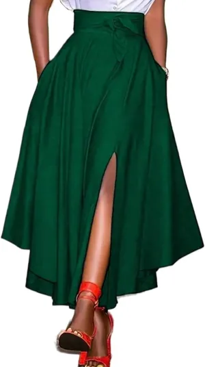 Women's 2025 Casual Maxi Long Skirts Slit Skirt