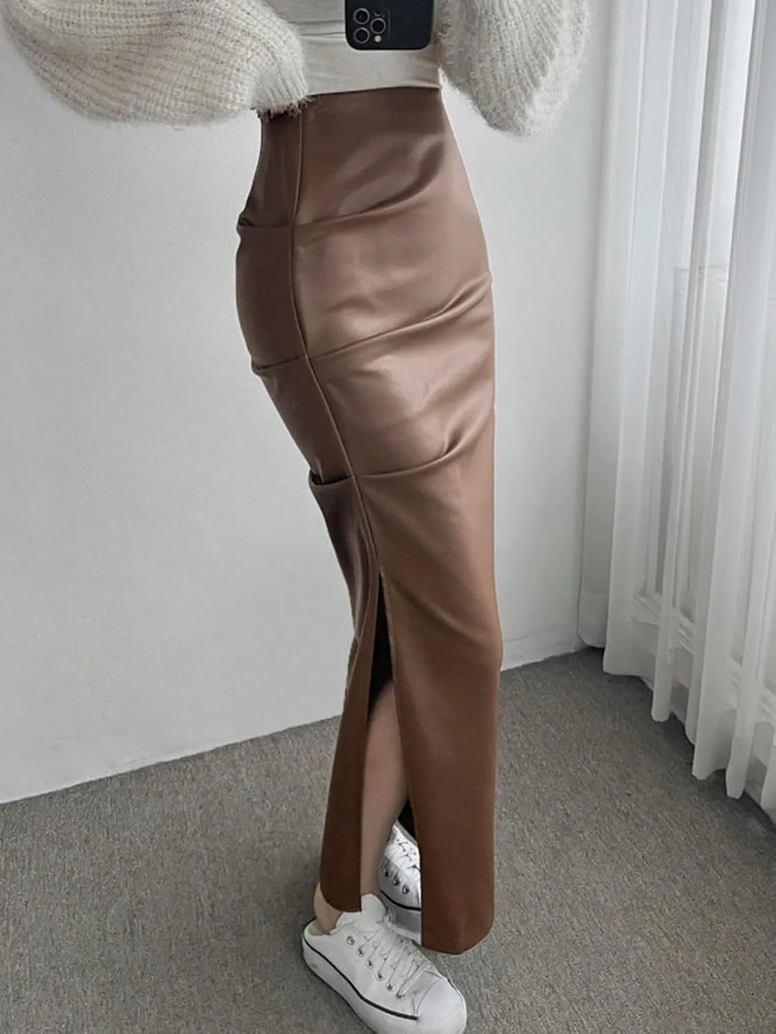 Women's 2025 Casual Maxi Long Skirts Slit Skirt