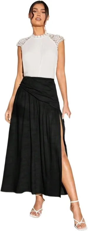 Women's 2025 Casual Maxi Long Skirts Slit Skirt