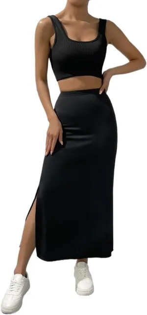 Women's 2025 Casual Maxi Long Skirts Slit Skirt
