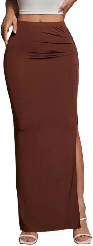 Women's 2025 Casual Maxi Long Skirts Slit Skirt