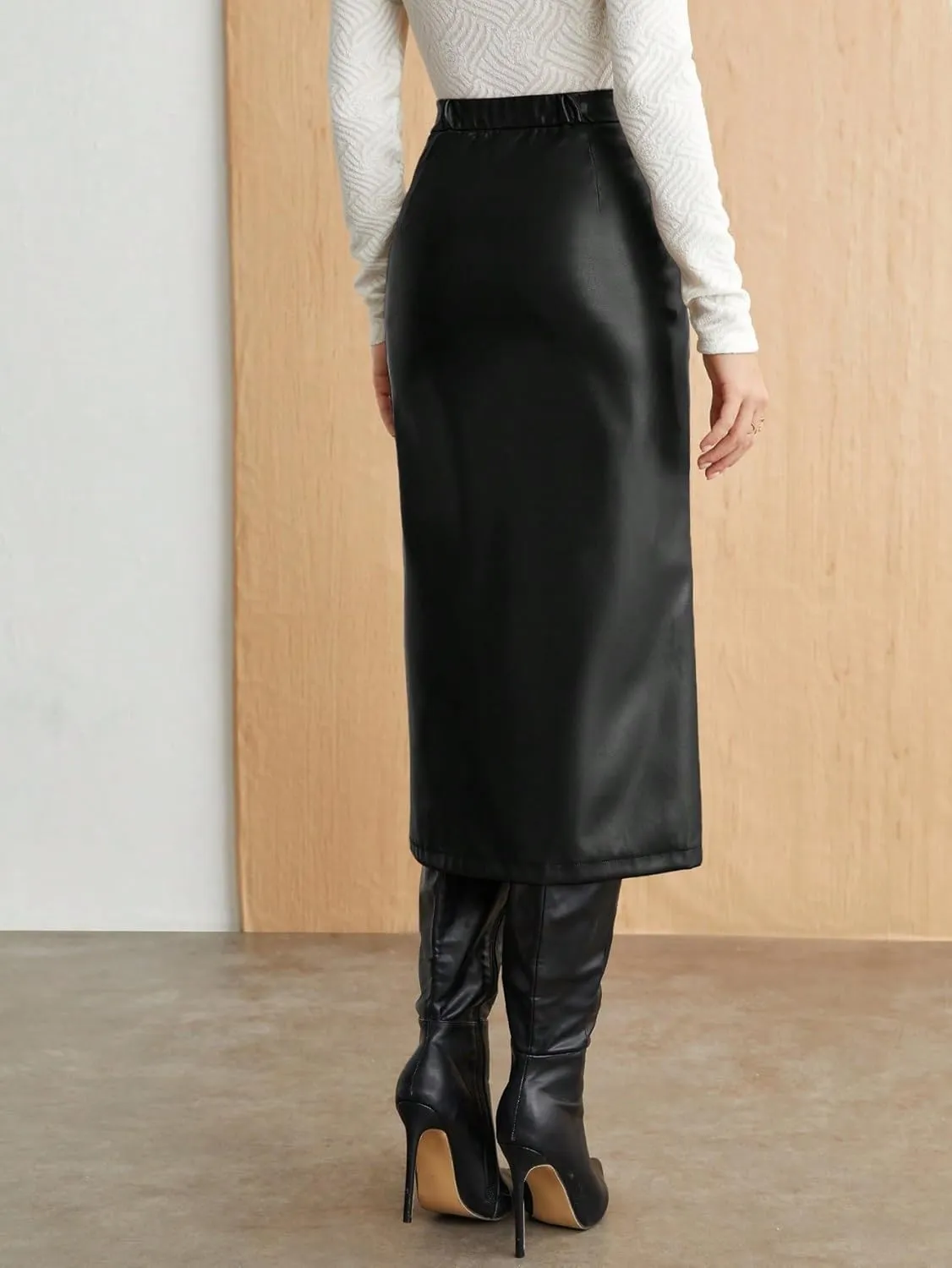 Women's 2025 Casual Maxi Long Skirts Solid Color High Slit Skirt