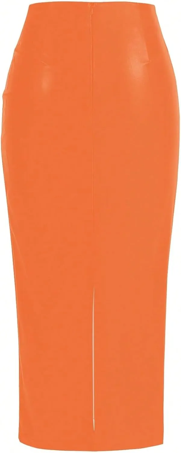 Women's 2025 Casual Maxi Long Skirts Solid Color Slit Skirt