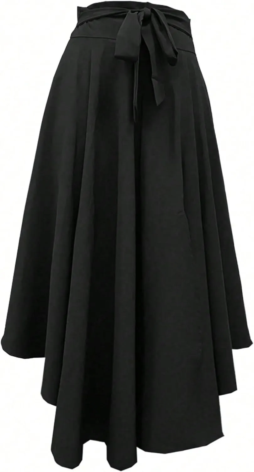 Women's 2025 Casual Maxi Long Skirts Solid Color Slit Skirt