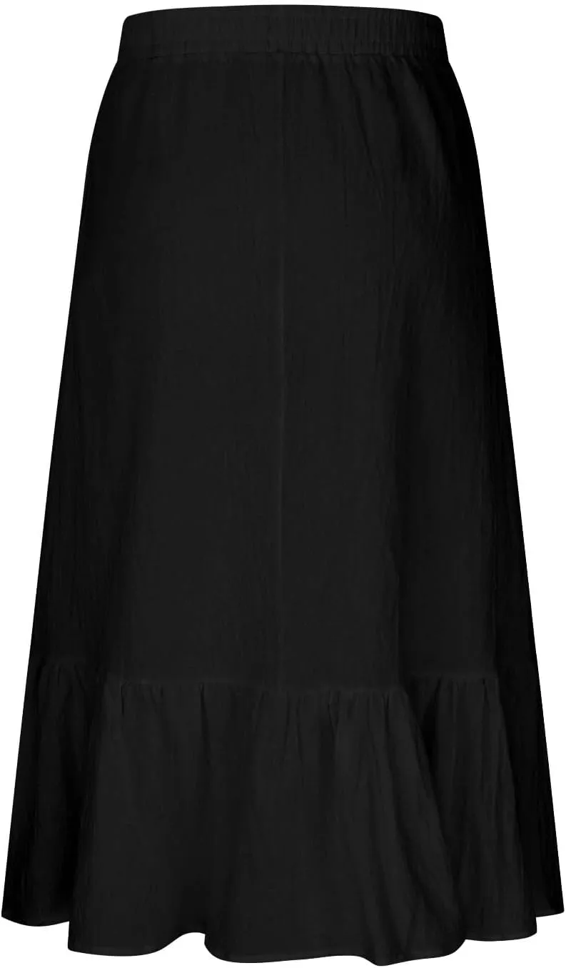 Women's 2025 Fashion Skirt Summer Boho Flowy Swing Tiered A-Line Maxi Skirts Solid Color Casual Elegant Tiered Skirt