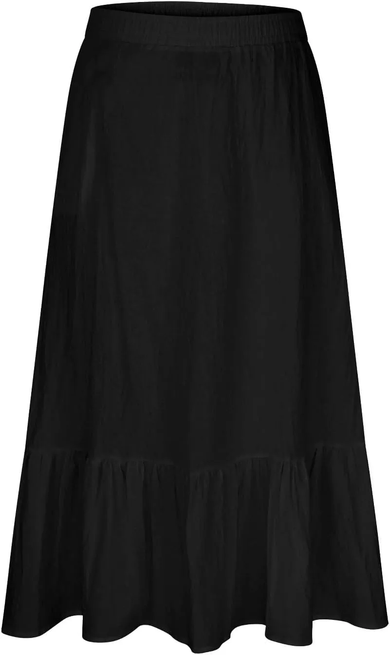 Women's 2025 Fashion Skirt Summer Boho Flowy Swing Tiered A-Line Maxi Skirts Solid Color Casual Elegant Tiered Skirt