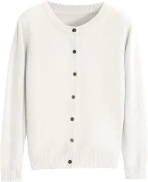 Womens Basic Crew Neck Long Sleeve Button Down Cardigan Knit Coat Women