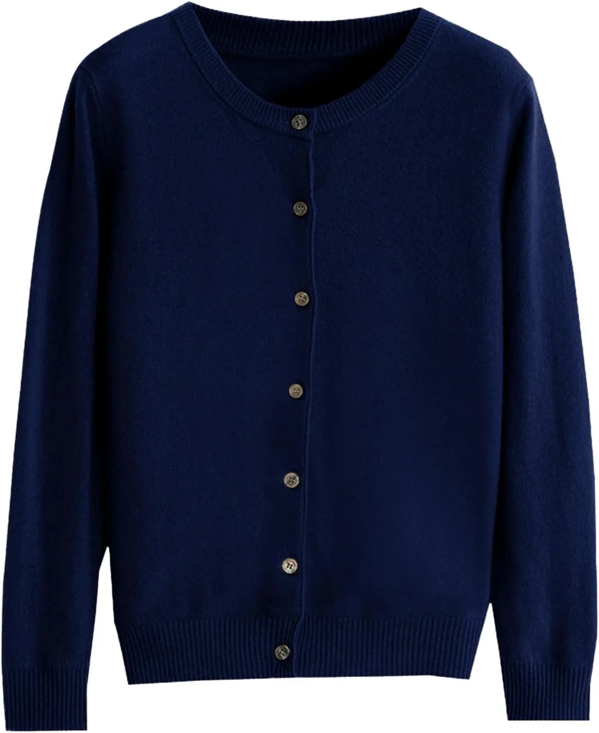 Womens Basic Crew Neck Long Sleeve Button Down Cardigan Knit Coat Women