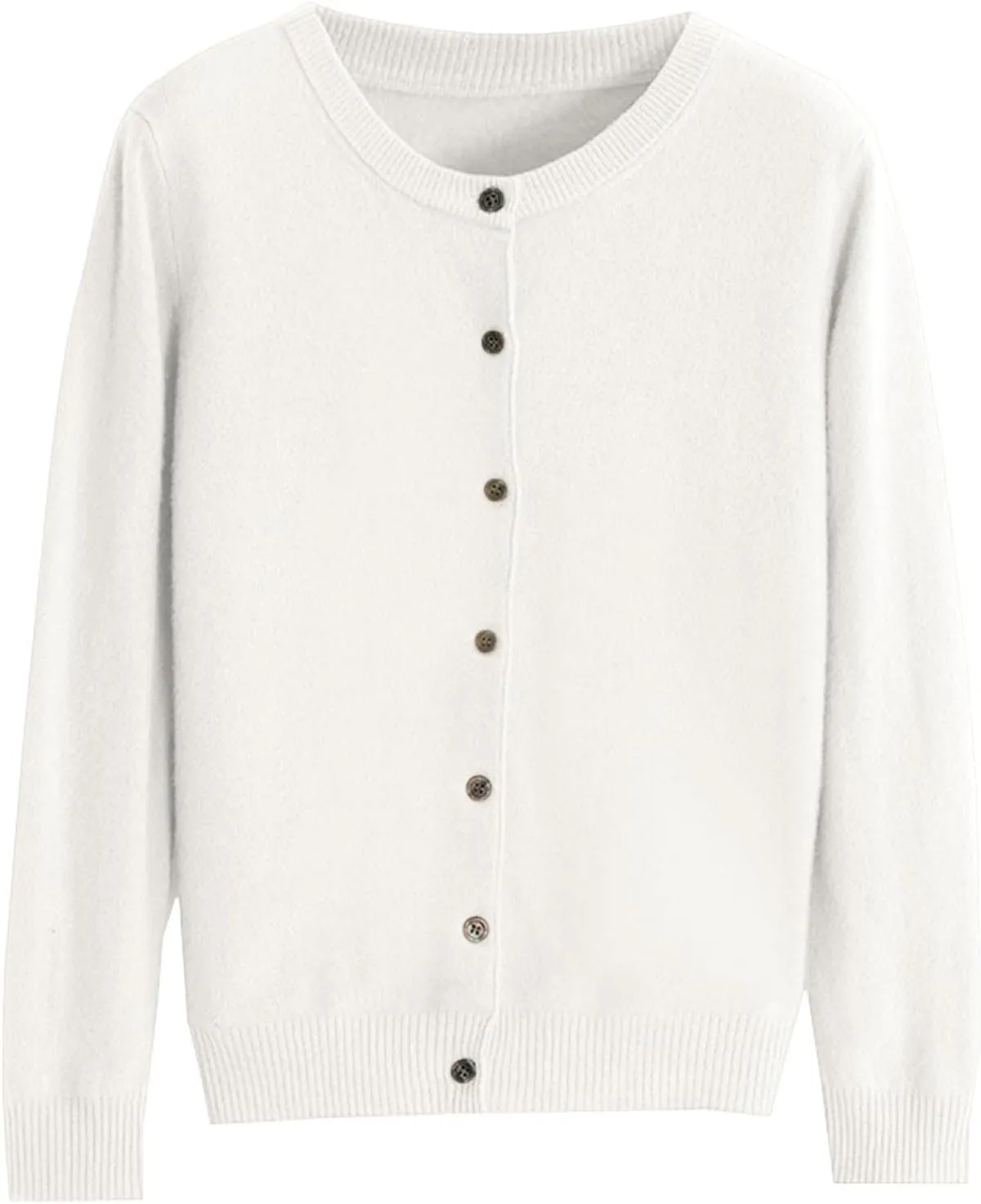 Womens Basic Crew Neck Long Sleeve Button Down Cardigan Knit Coat Women