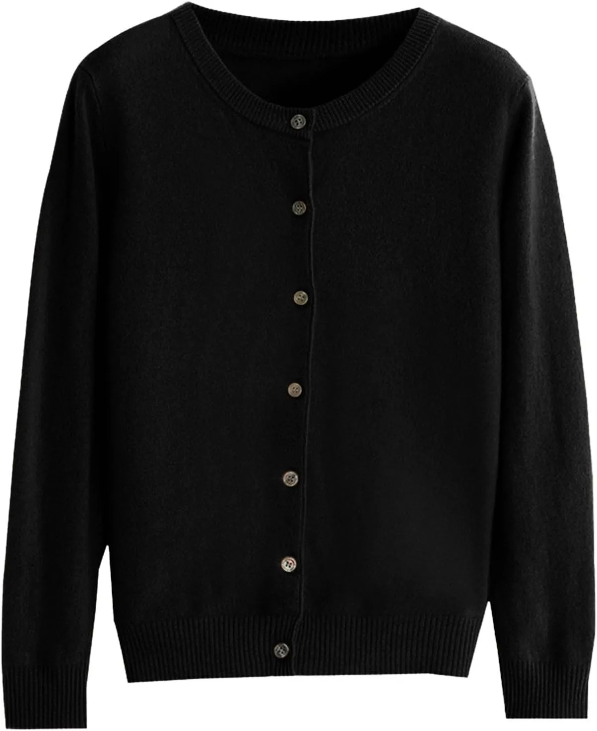 Womens Basic Crew Neck Long Sleeve Button Down Cardigan Knit Coat Women