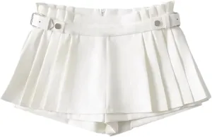 Women's Black Mini Skirt High Waist Pleated Skirt White Mini Skirt Kawaii