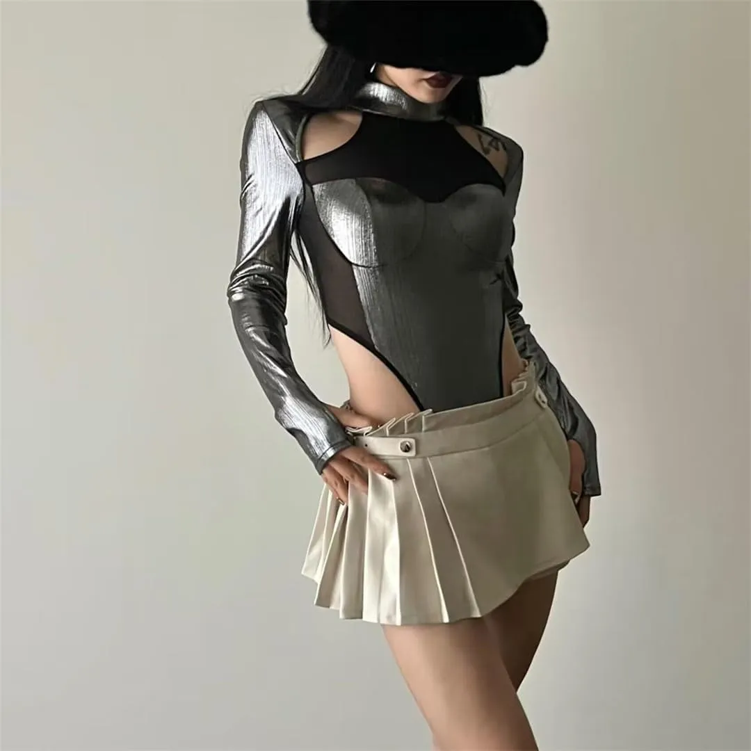 Women's Black Mini Skirt High Waist Pleated Skirt White Mini Skirt Kawaii