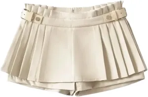 Women's Black Mini Skirt High Waist Pleated Skirt White Mini Skirt Kawaii