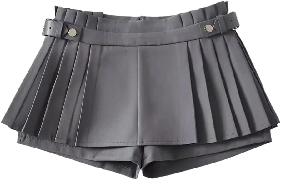 Women's Black Mini Skirt High Waist Pleated Skirt White Mini Skirt Kawaii