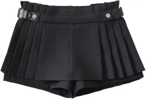Women's Black Mini Skirt High Waist Pleated Skirt White Mini Skirt Kawaii