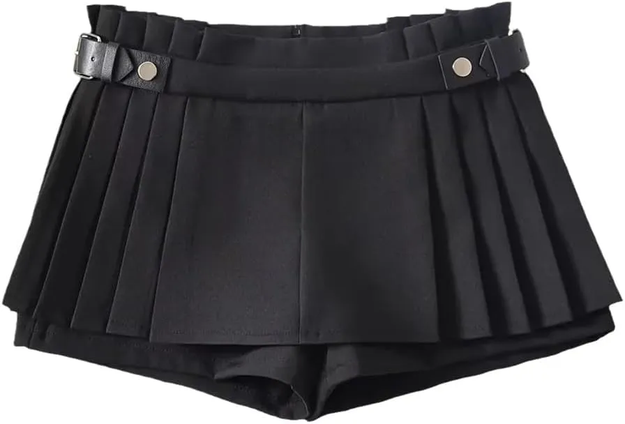 Women's Black Mini Skirt High Waist Pleated Skirt White Mini Skirt Kawaii