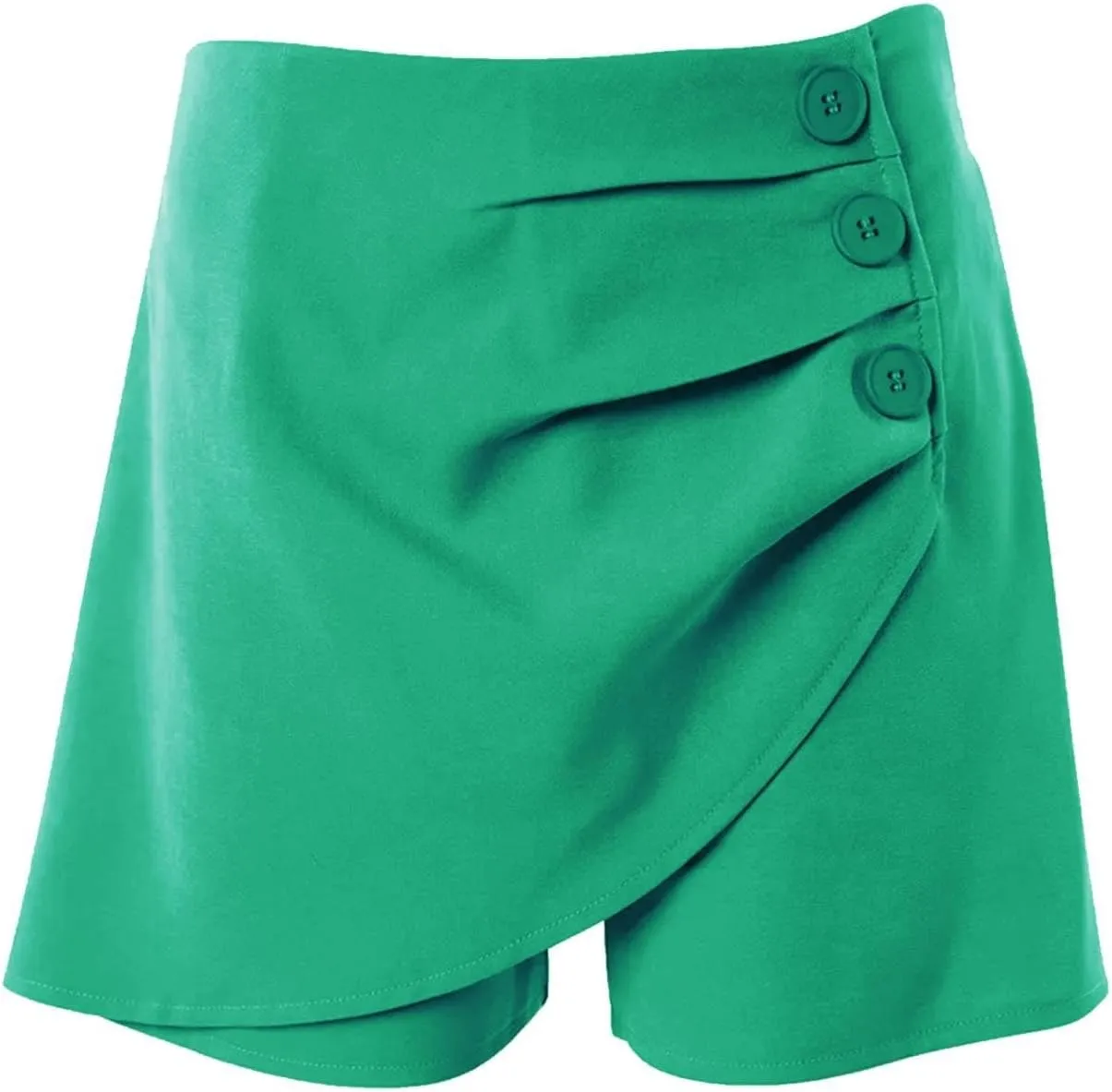 Womens Button Front Wrap Skirts High Waist Tummy Control Dressy Skorts Summer Solid Ruffle Casual Workwear Outfits