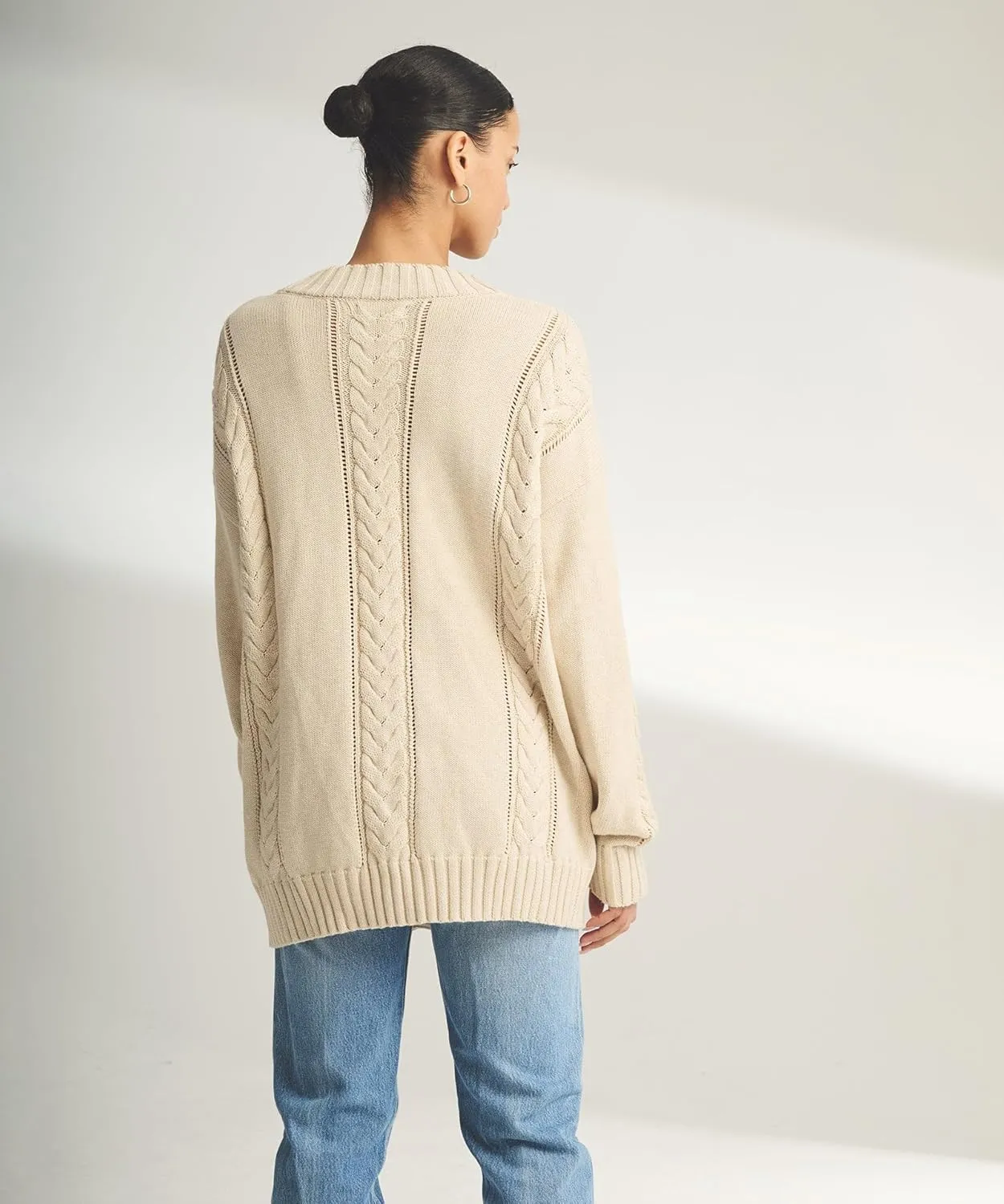 Women's Cafe Cotton Cashmere Cable Knit Cardigan