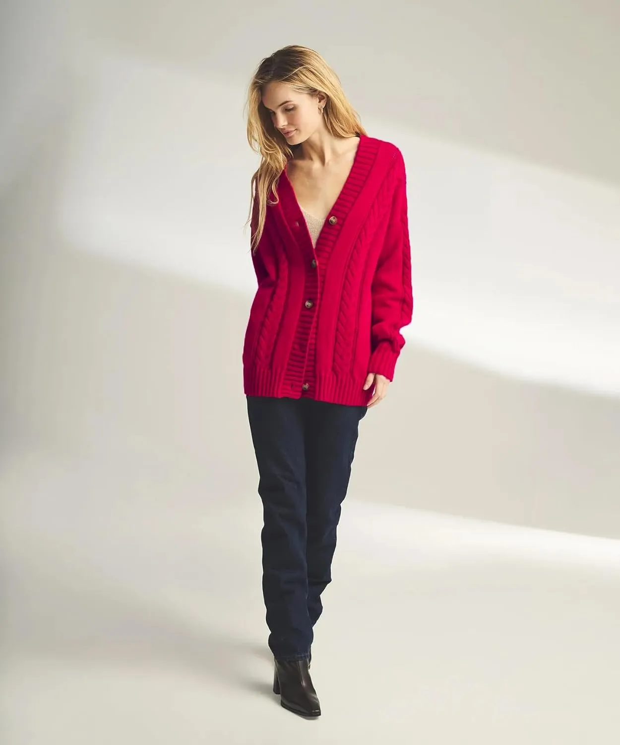 Women's Cafe Cotton Cashmere Cable Knit Cardigan