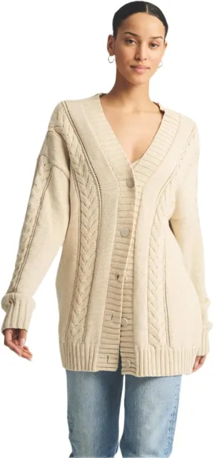 Women's Cafe Cotton Cashmere Cable Knit Cardigan