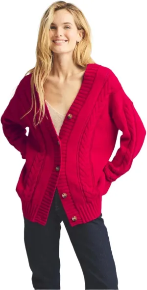 Women's Cafe Cotton Cashmere Cable Knit Cardigan