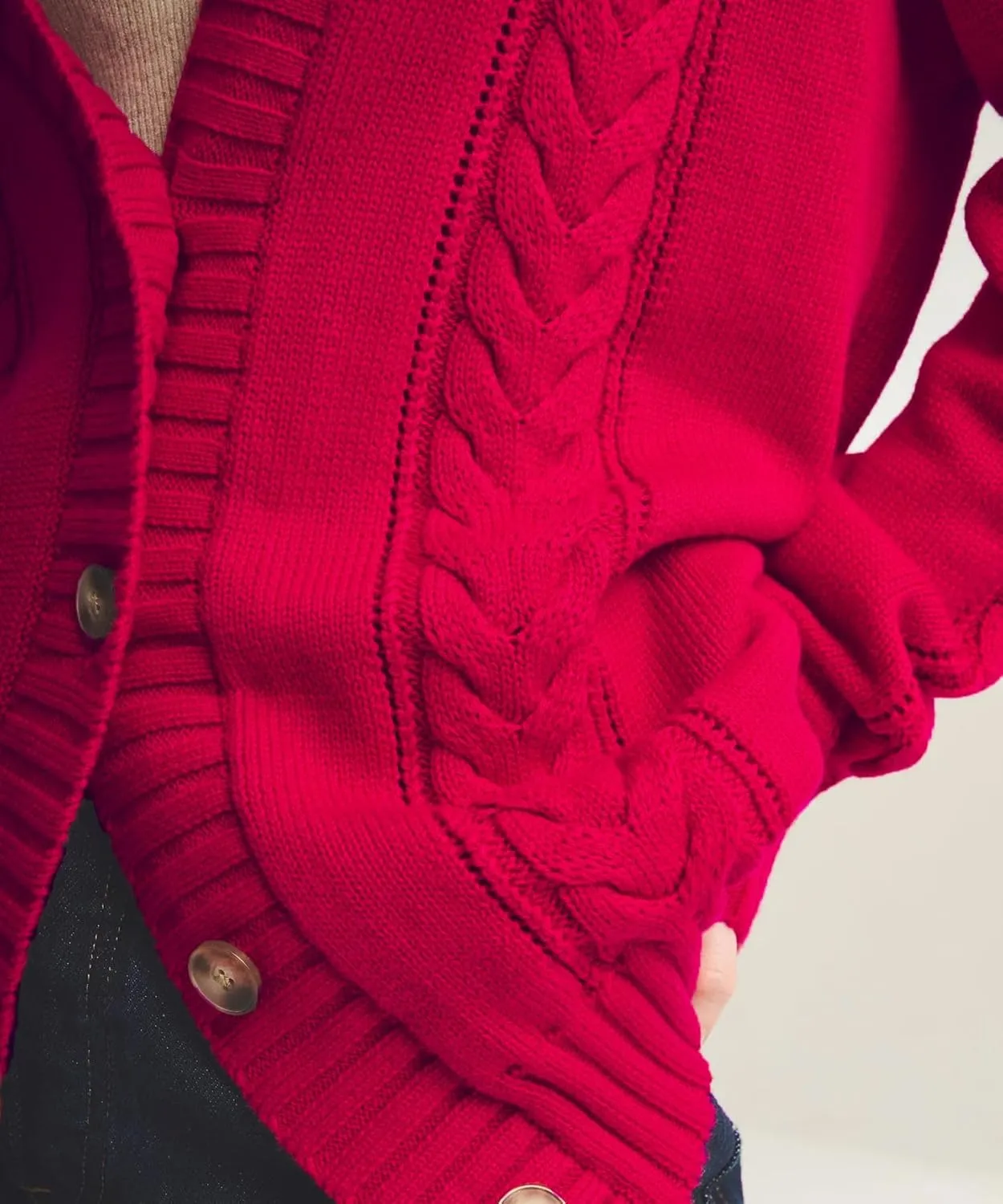 Women's Cafe Cotton Cashmere Cable Knit Cardigan