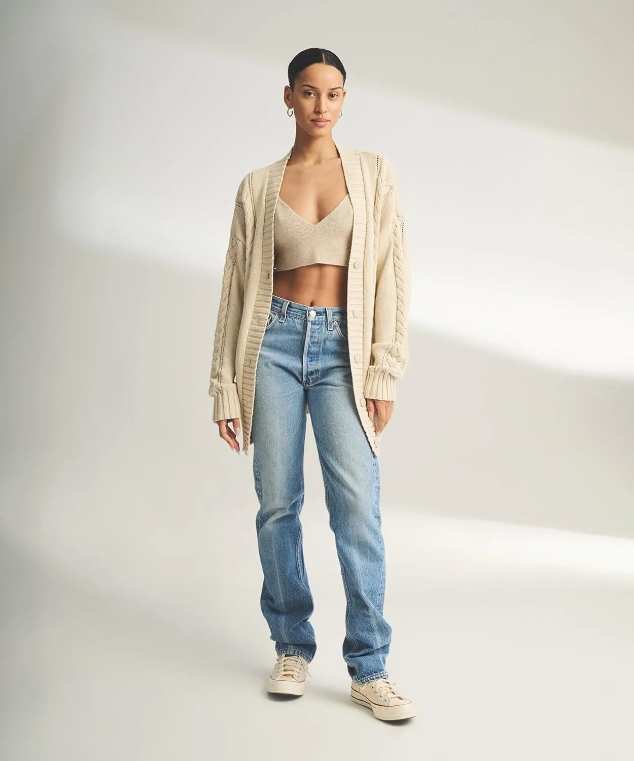 Women's Cafe Cotton Cashmere Cable Knit Cardigan