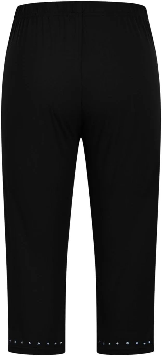 Womens Capri Leggings Summer 2025 Rhinestone Dressy Cropped High Waist Yoga Pants Workout Pants Compression Leggings