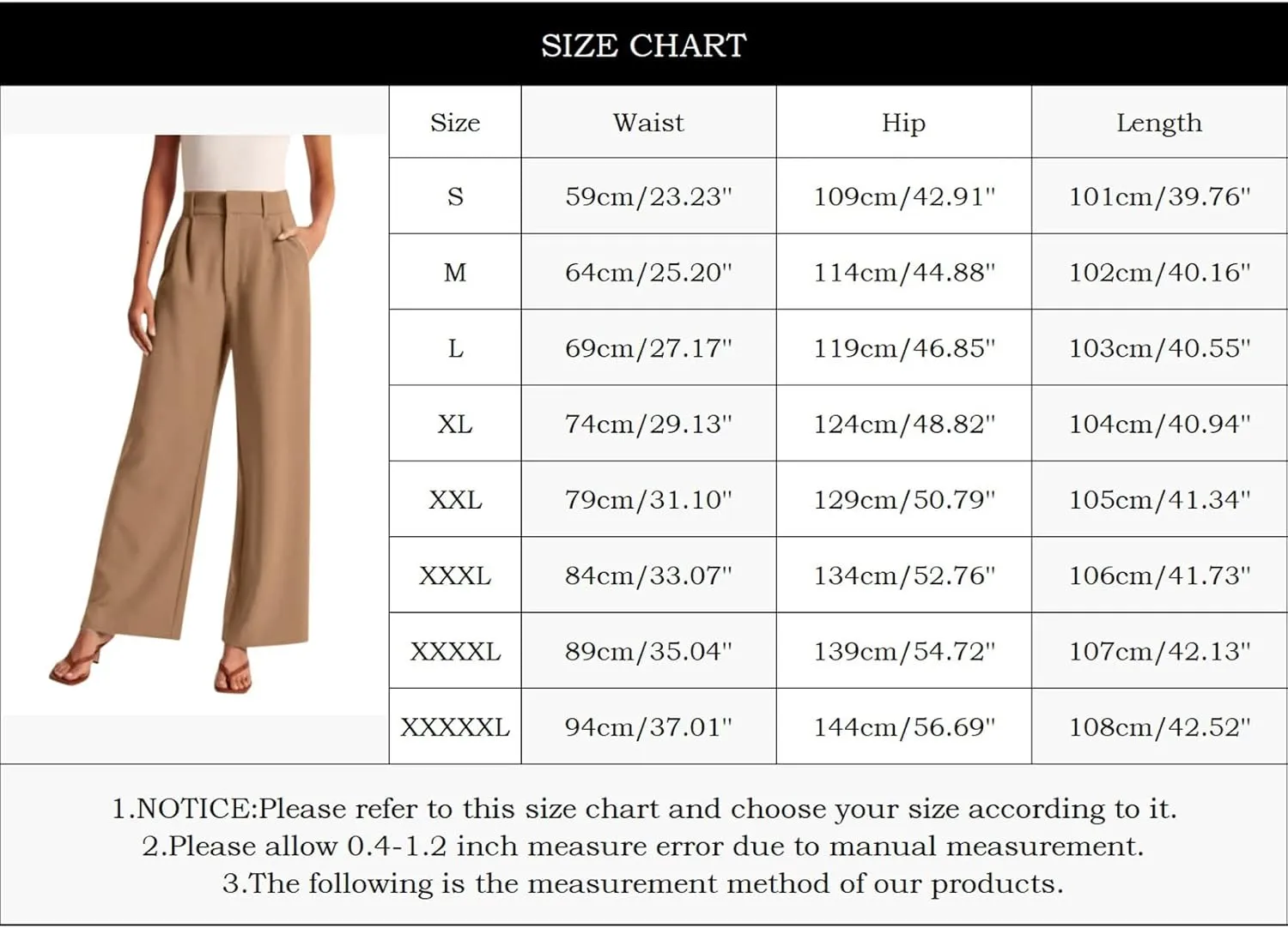 Womens Casual Wide Leg Pants High Waisted Straight Long Trousers with Pockets Loose Plus Size Palazzo Pants