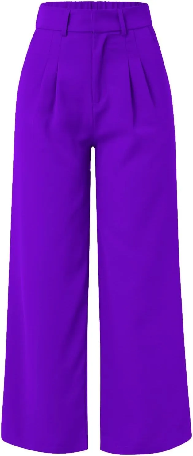 Womens Casual Wide Leg Pants High Waisted Straight Long Trousers with Pockets Loose Plus Size Palazzo Pants