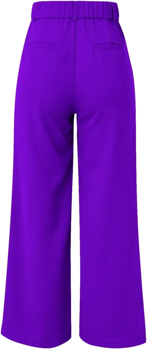 Womens Casual Wide Leg Pants High Waisted Straight Long Trousers with Pockets Loose Plus Size Palazzo Pants