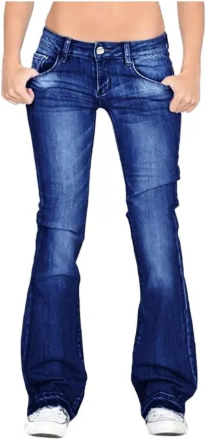 Women's Classic High Jeans Pants Pocket Plus Size Length Women Fitness High Waisted Wide Leg Bootcut Jeans