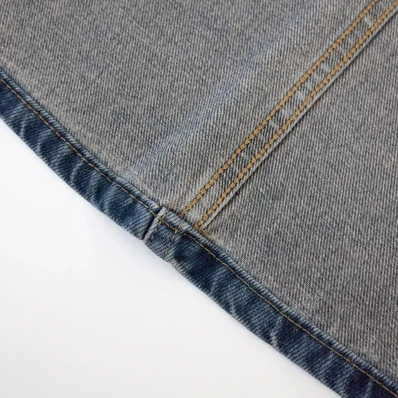 Women's Denim Wrap Skirts Retro High Waisted Split A-Line Denim Skirt Autumn Fashion Straight Skirt Female