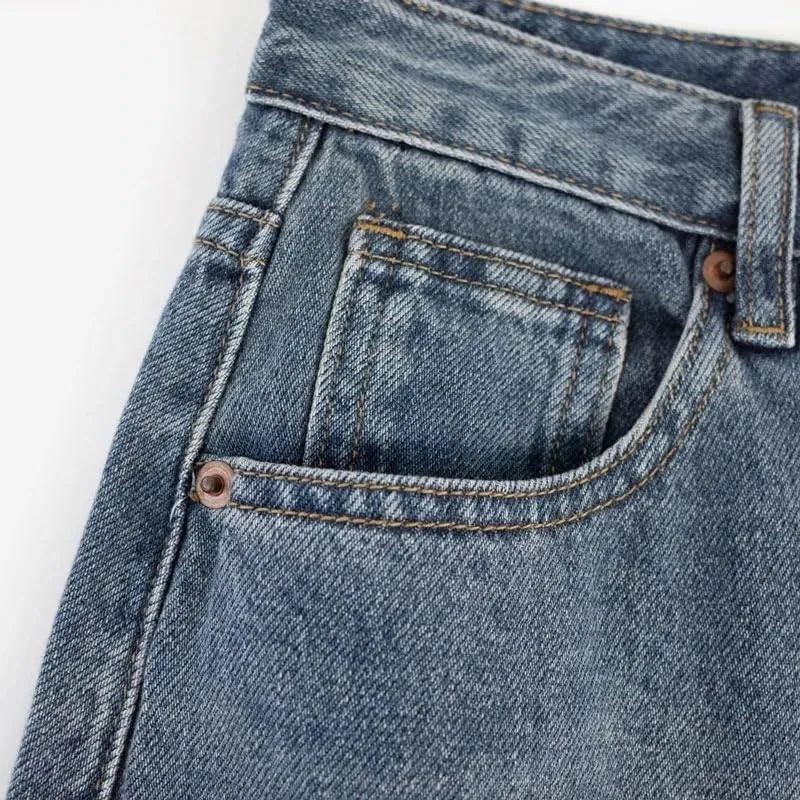 Women's Denim Wrap Skirts Retro High Waisted Split A-Line Denim Skirt Autumn Fashion Straight Skirt Female