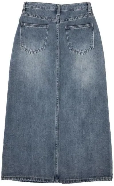 Women's Denim Wrap Skirts Retro High Waisted Split A-Line Denim Skirt Autumn Fashion Straight Skirt Female