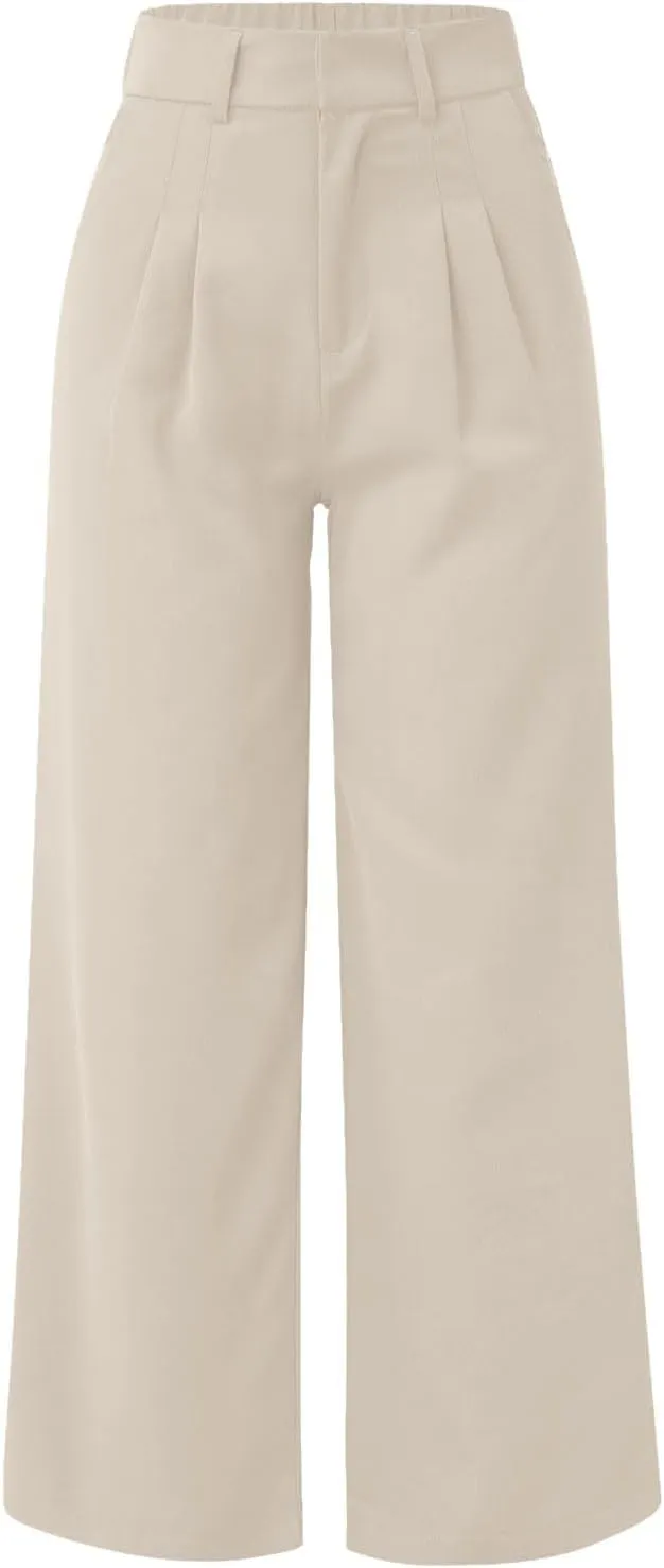 Womens Dress Pants Plus Size Wide Leg Work Pants Business Pants High Waist Chino Pants Straight Pants Comfy Trousers