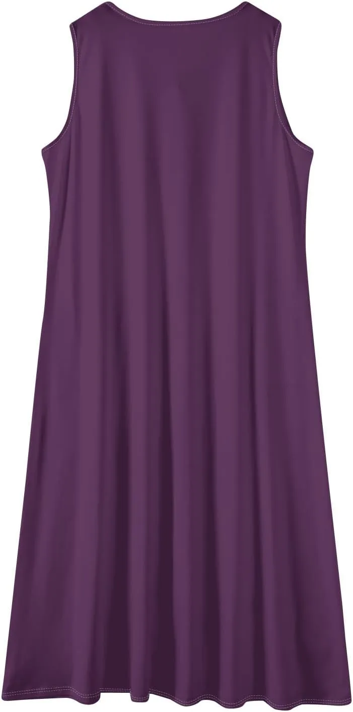 Womens Dresses Sleeveless Button Down Casual Loose Long Beach Sundress Travel Vacation Outfits