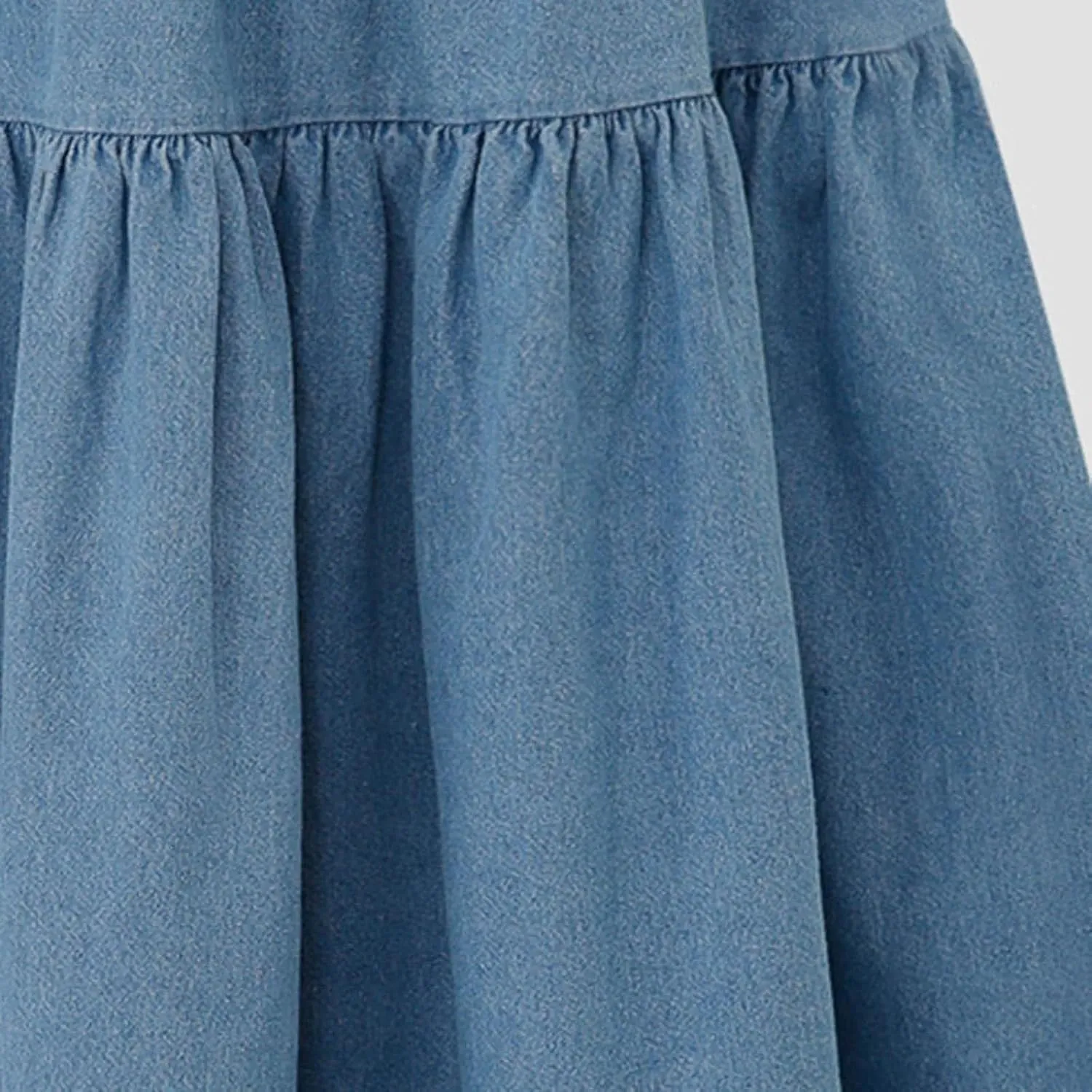 Women's Elastic Casual Denim Skirts Elastic Waist A Line Jeans Skirt High Waist Tiered Long Denim Skirts