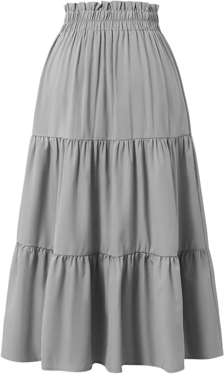 Womens Floral Maxi Skirt Summer Comfy Tiered Elastic High Waisted Long Skirts Vacation A Line Flowy Swing Skirt