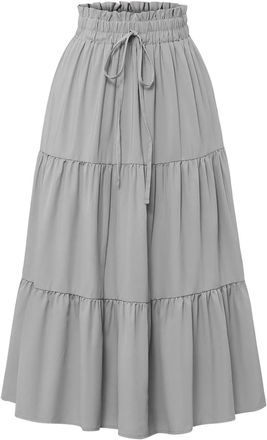 Womens Floral Maxi Skirt Summer Comfy Tiered Elastic High Waisted Long Skirts Vacation A Line Flowy Swing Skirt
