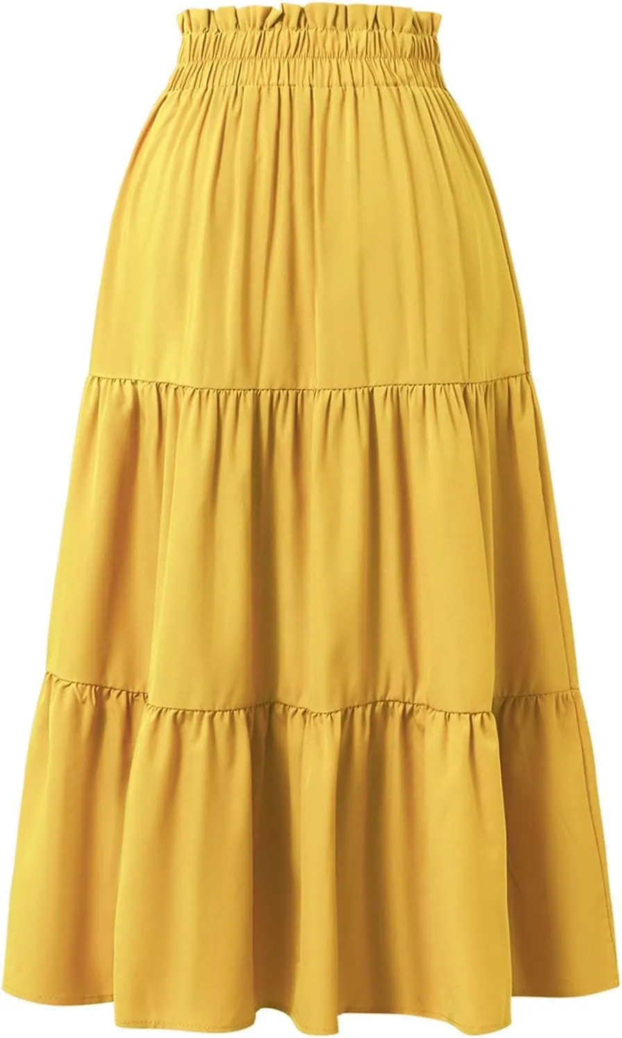 Womens Floral Maxi Skirt Summer Comfy Tiered Elastic High Waisted Long Skirts Vacation A Line Flowy Swing Skirt