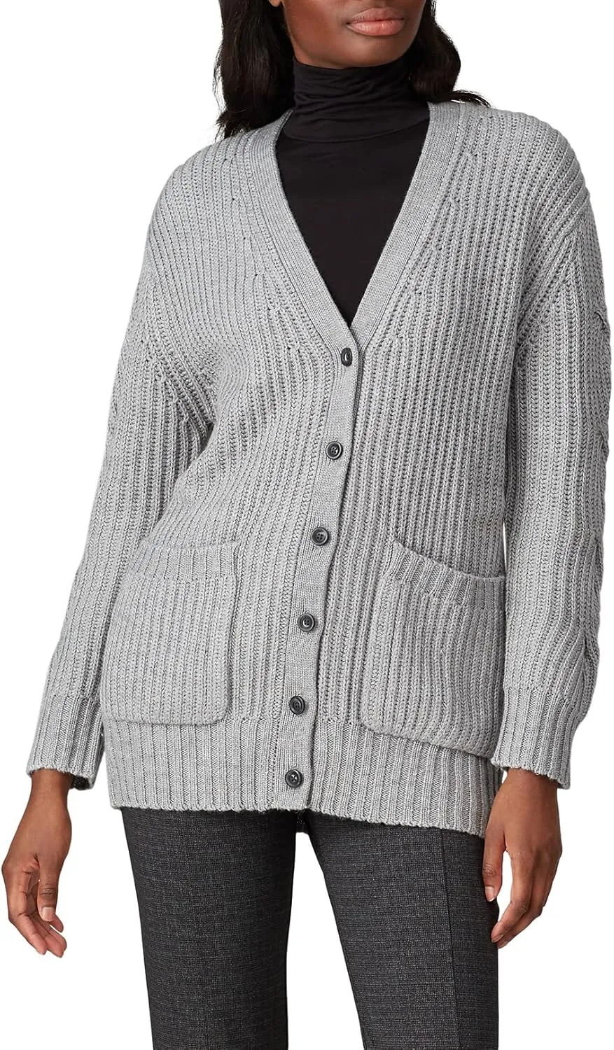 Women's Grey Cable Knit Cardigan