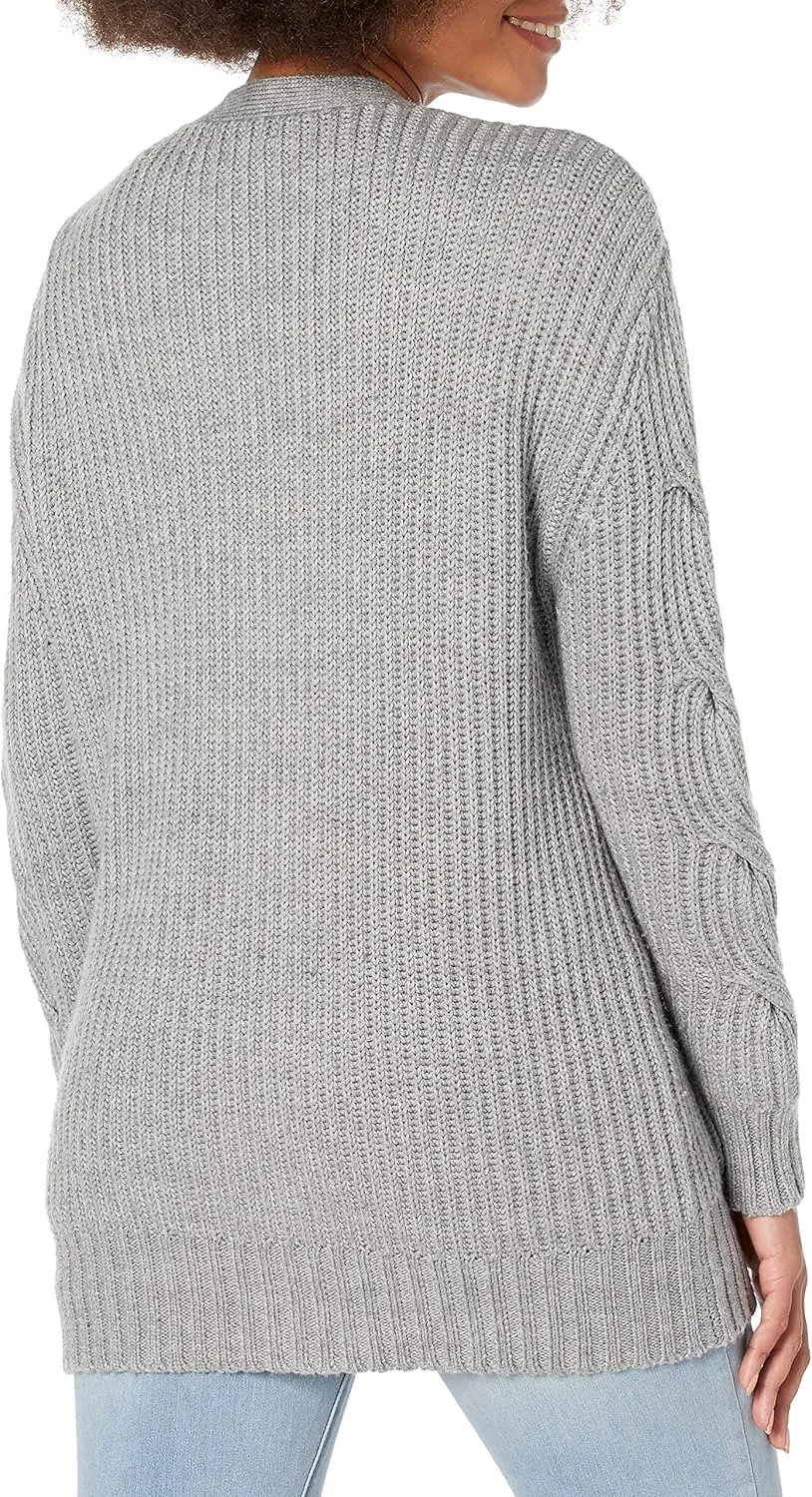Women's Grey Cable Knit Cardigan