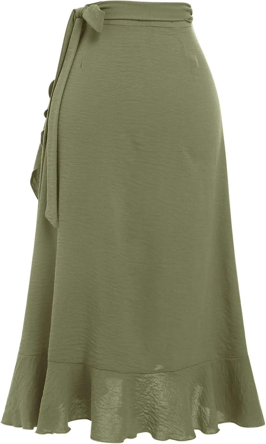 Women's High Low Casual Slit Wrap Asymmetrical Skirt - Solid Elastic High Waist With High Split - Flowy Long Maxi
