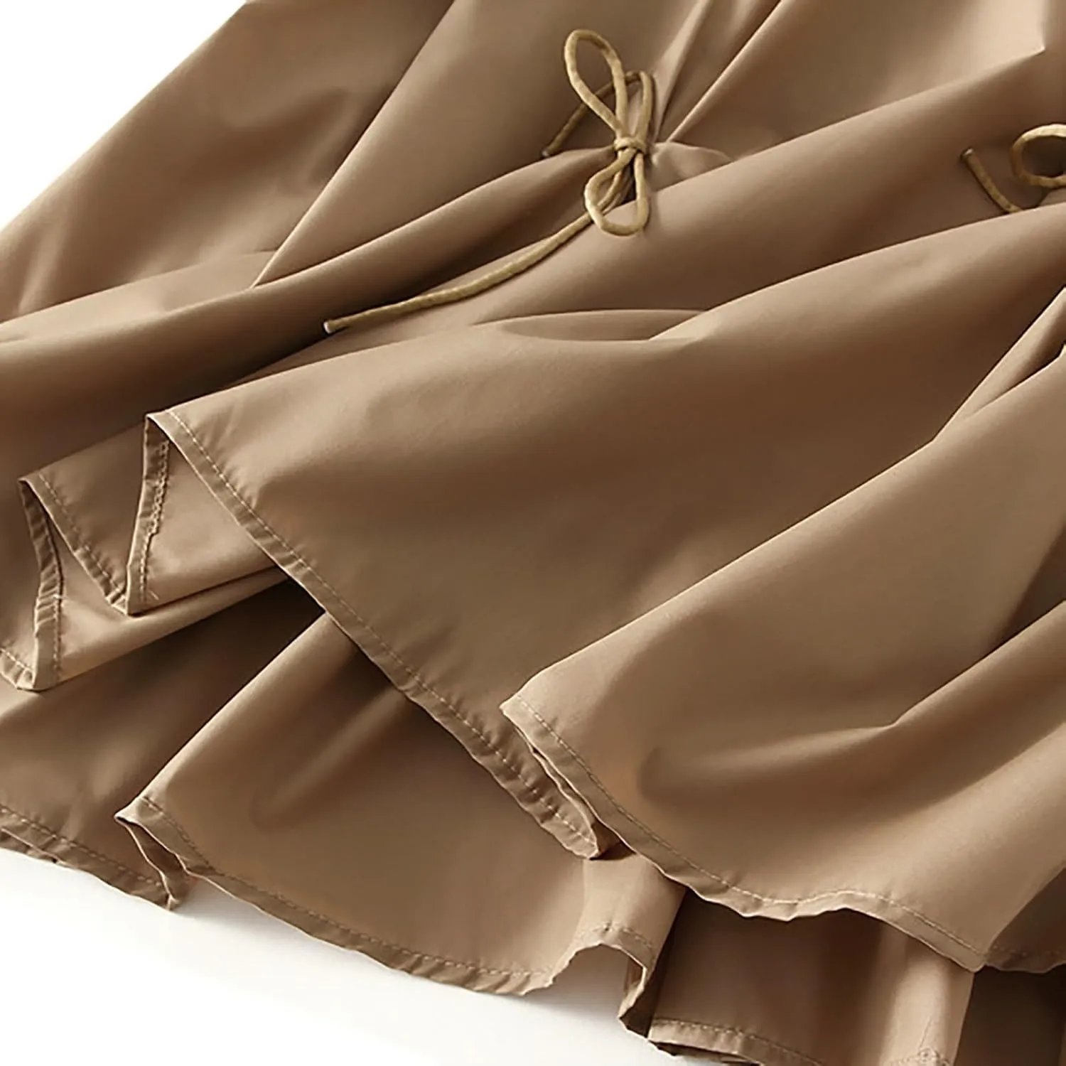 Women's High Waist Pleated Skirt Bowknot A line Swing Midi Skirts Ruffle Hem Flowy Long Skirt