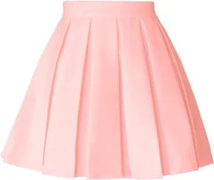 Women's High Waist Pleated Skirt Girls Elastic Waist A-line Mini Skirt Skater Tennis School Uniform Skirt