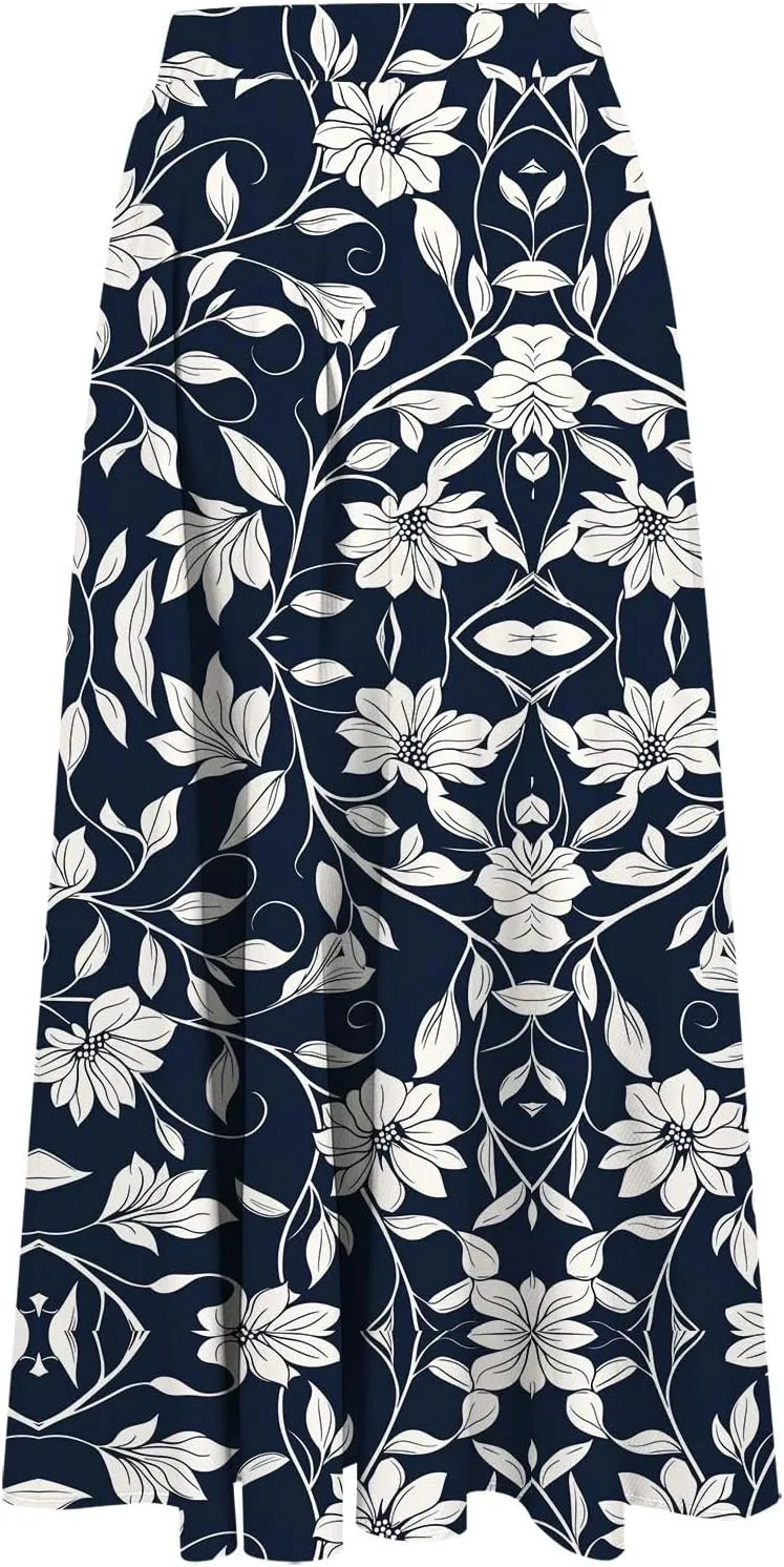 Women's High Waisted Flowy Swing Skirt, Fashion Floral Print Summer Beach Shirts Comfy Casual Daily Going Out Clothes