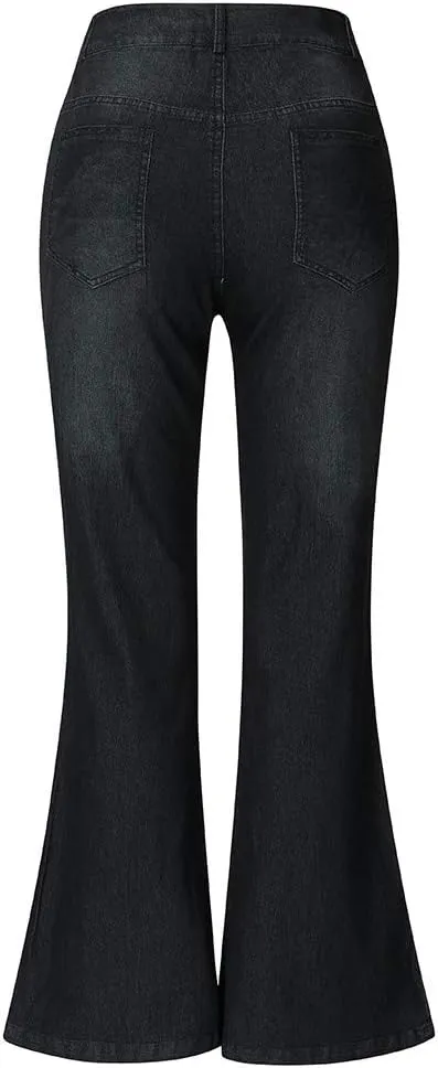 Womens High Waisted Jeans Waisted Trousers Jeans Lace Poket Denim Women's Jeans Straight Leg Loose Stretchy Straight
